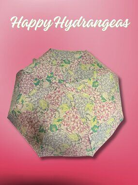 Vera Bradley Happy Hydrangeas Umbrella Retired Floral Automatic Travel Umbrella